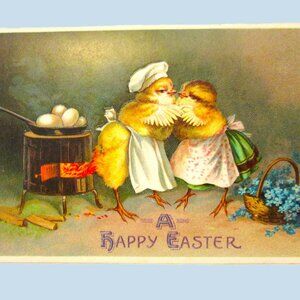 Antique easter caption "A Happy Easter" stamped 1912  APR  postcard